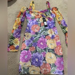 Spring / Summer dress with beautiful shades of Orange, Purple, and Yellow